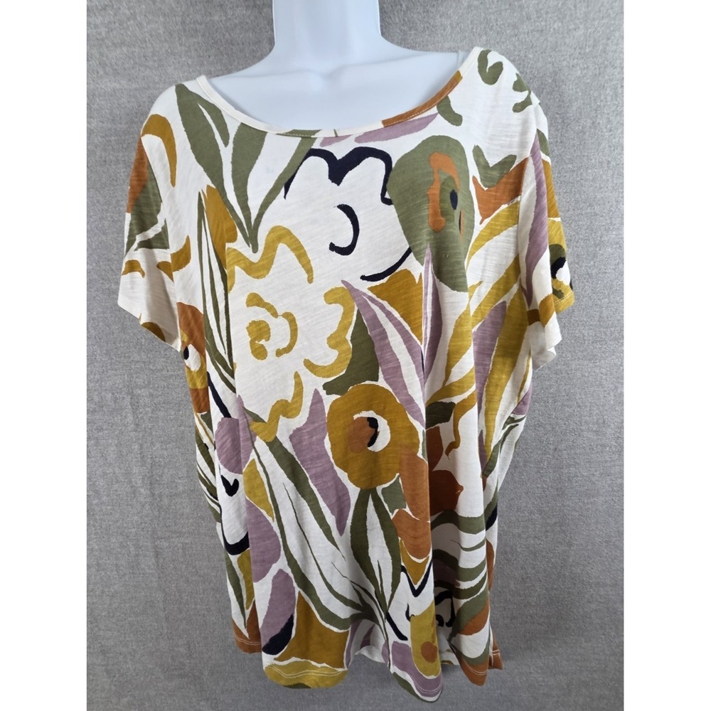 Rachel Zoe‎ 2X Top Art Abstract Geo Print Short Sleeve Boho Designer Old Money